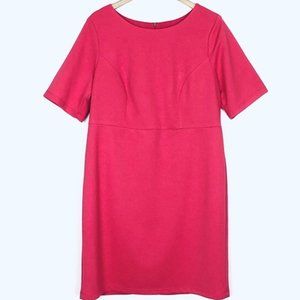 Donna Ricco Pink Sheath Ribbed Short Sleeve Dress